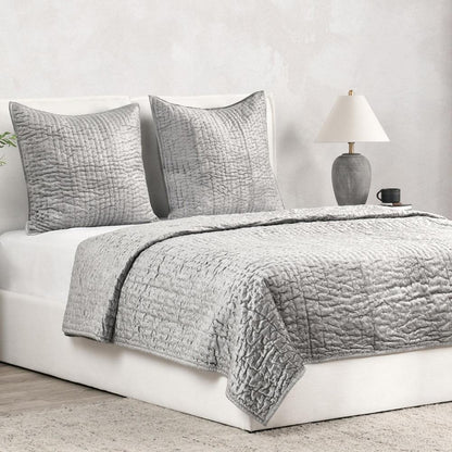 Villa by Classic Home - Dimitry 100% Rayon Velvet Gray Euro Sham  - 26W - Gray - V180031 veiw 4