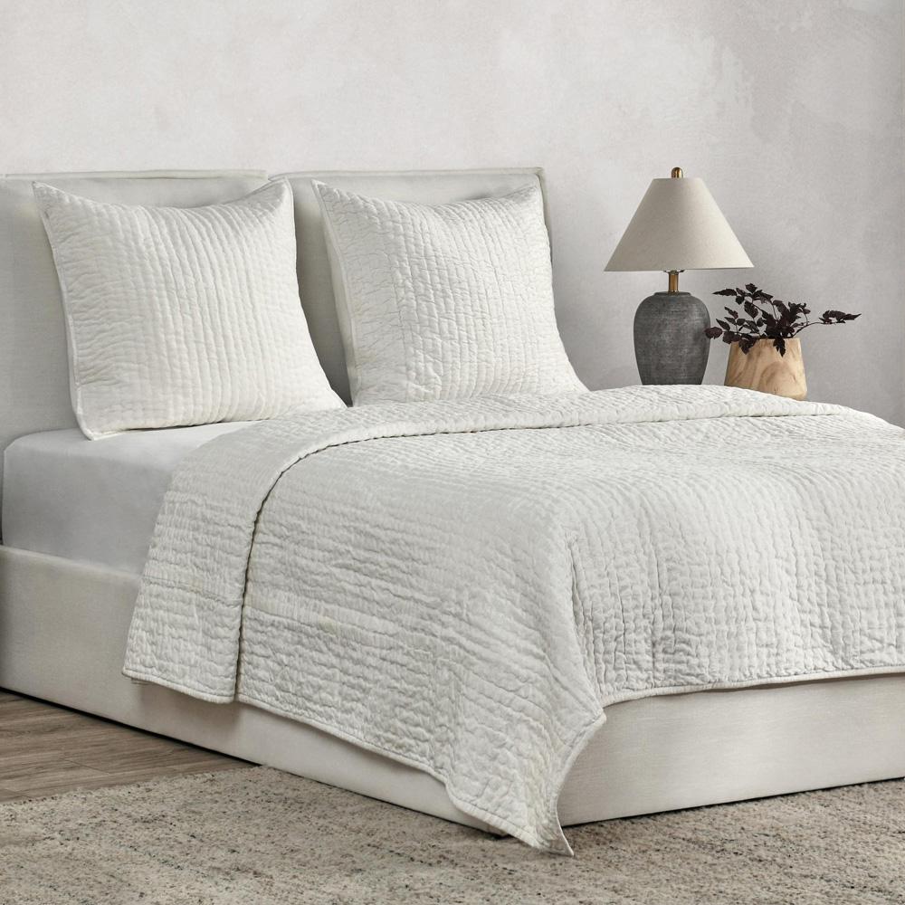 Villa by Classic Home - Dimitry 100% Rayon Velvet Ivory Euro Sham  - 26W - Ivory - V160012 veiw 4