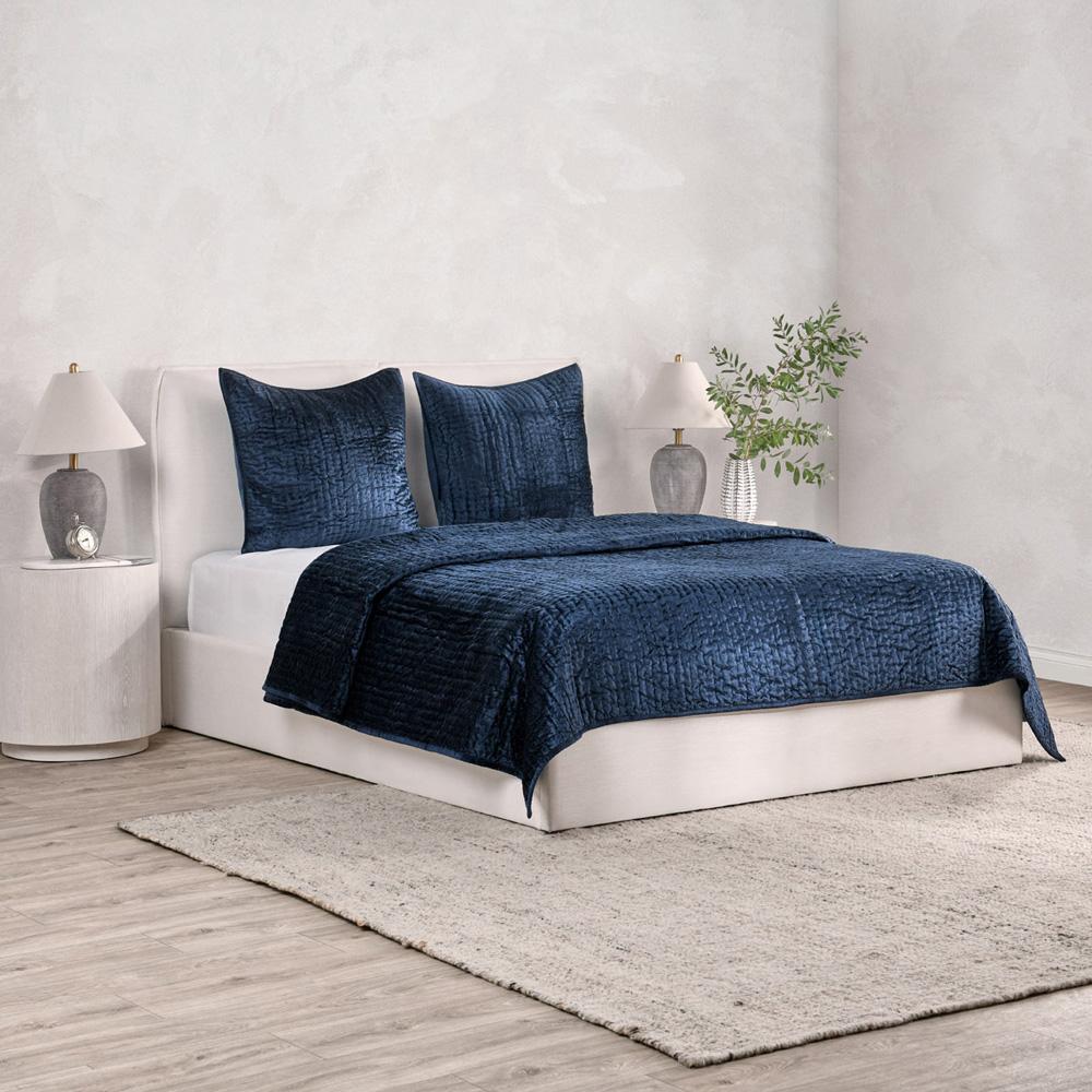 Villa by Classic Home - Dimitry 100% Rayon Velvet Ocean Blue Euro Sham  - 26W - Ocean Blue - V211007 veiw 4