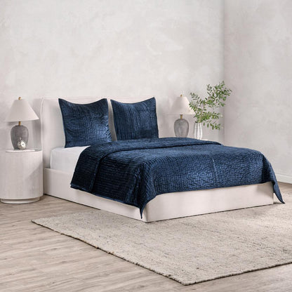 Villa by Classic Home - Dimitry 100% Rayon Velvet Ocean Blue Euro Sham  - 26W - Ocean Blue - V211007 veiw 4