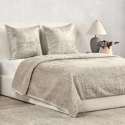 Villa by Classic Home - Dimitry 100% Rayon Velvet Pebble Beige Euro Sham  - 26W - Pebble Beige - V160022 veiw 4