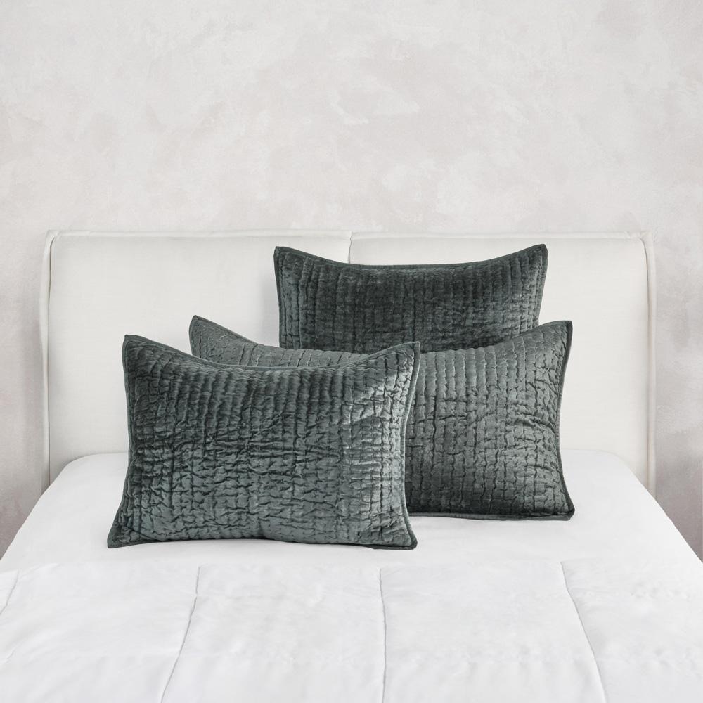 Villa by Classic Home - Dimitry 100% Rayon Velvet Bay Green King Sham  - 36W - Bay Green - V200124 veiw 4