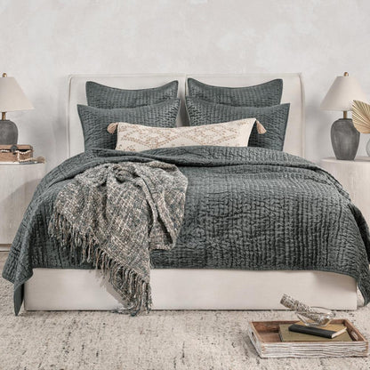 Villa by Classic Home - Dimitry 100% Rayon Velvet Bay Green King Sham  - 36W - Bay Green - V200124 veiw 5