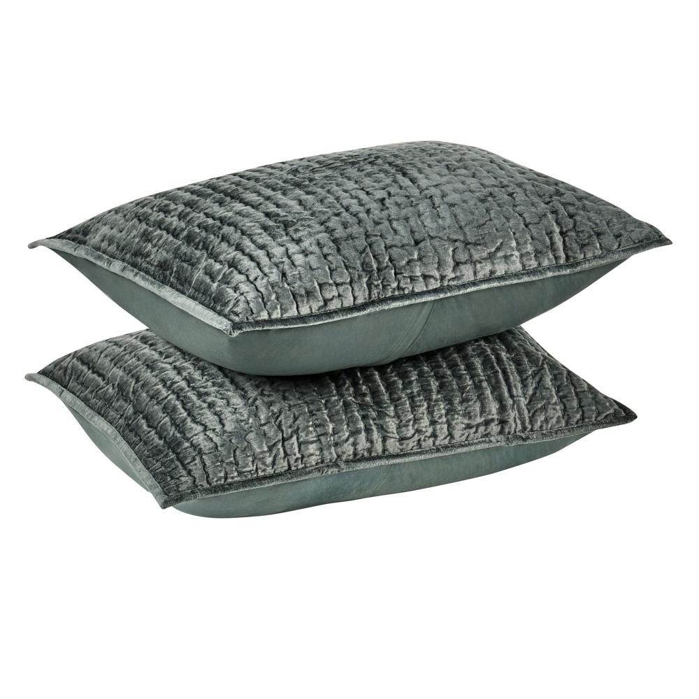 Villa by Classic Home - Dimitry 100% Rayon Velvet Bay Green Standard Sham  - 26W - Bay Green - V200125 veiw 3
