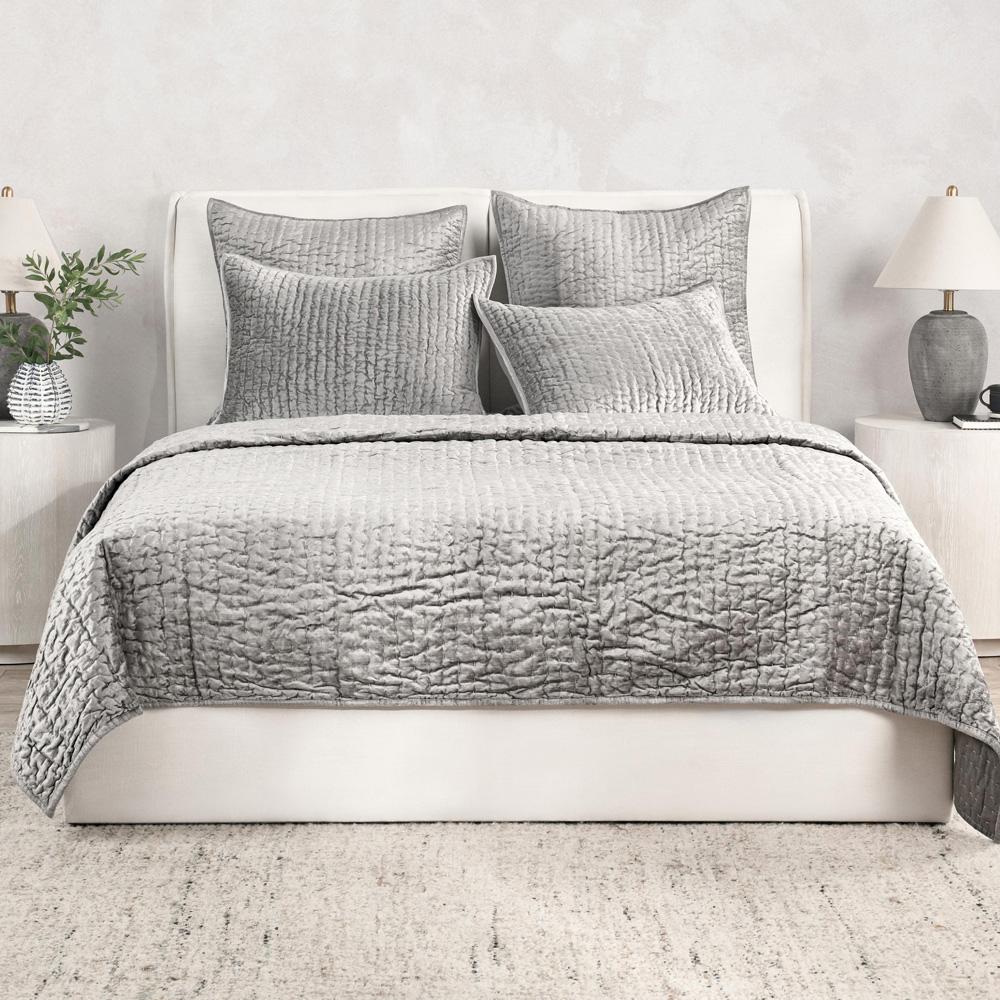 Villa by Classic Home - Dimitry 100% Rayon Velvet Gray Standard Sham  - 26W - Gray - V180033 veiw 4