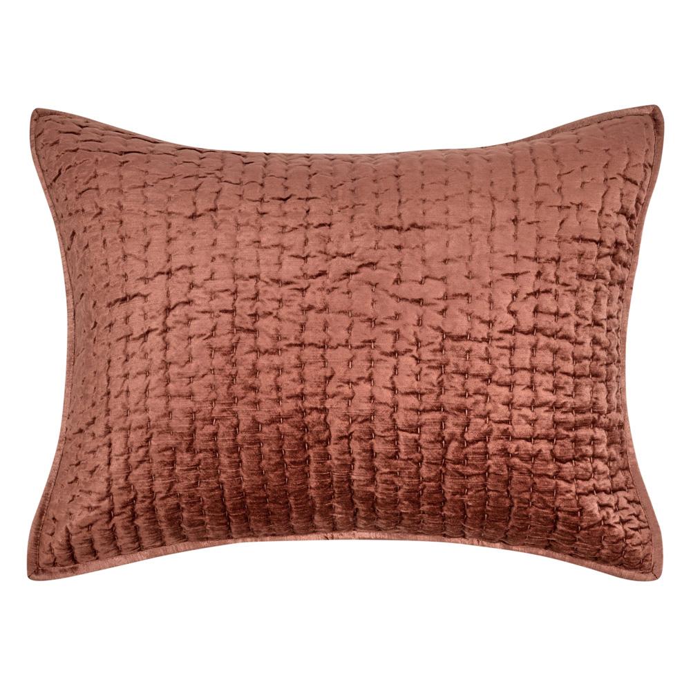 Villa by Classic Home - Dimitry 100% Rayon Velvet Terra Cotta Sham  - 26W - Terra Cotta - V260011 veiw 1