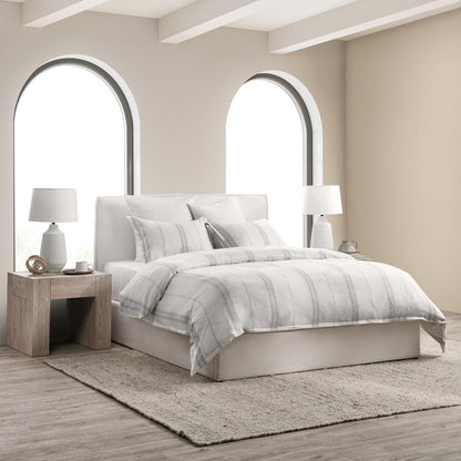 Villa by Classic Home - Jayson Linen Cashmere Queen Gray Stripe Duvet  - 90W - Gray Stripe - V270013 veiw 2