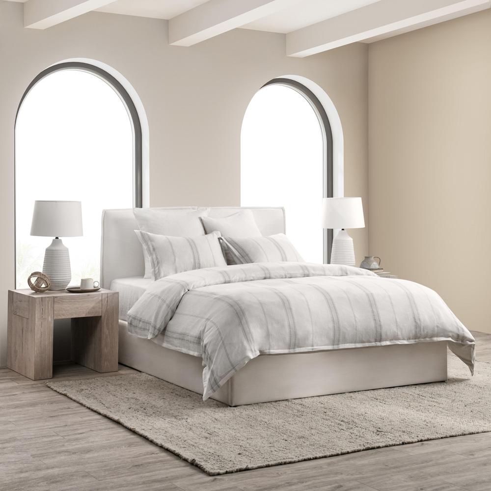 Villa by Classic Home - Jayson Linen Cashmere King Gray Stripe Duvet  - 108W - Gray Stripe - V270012 veiw 2