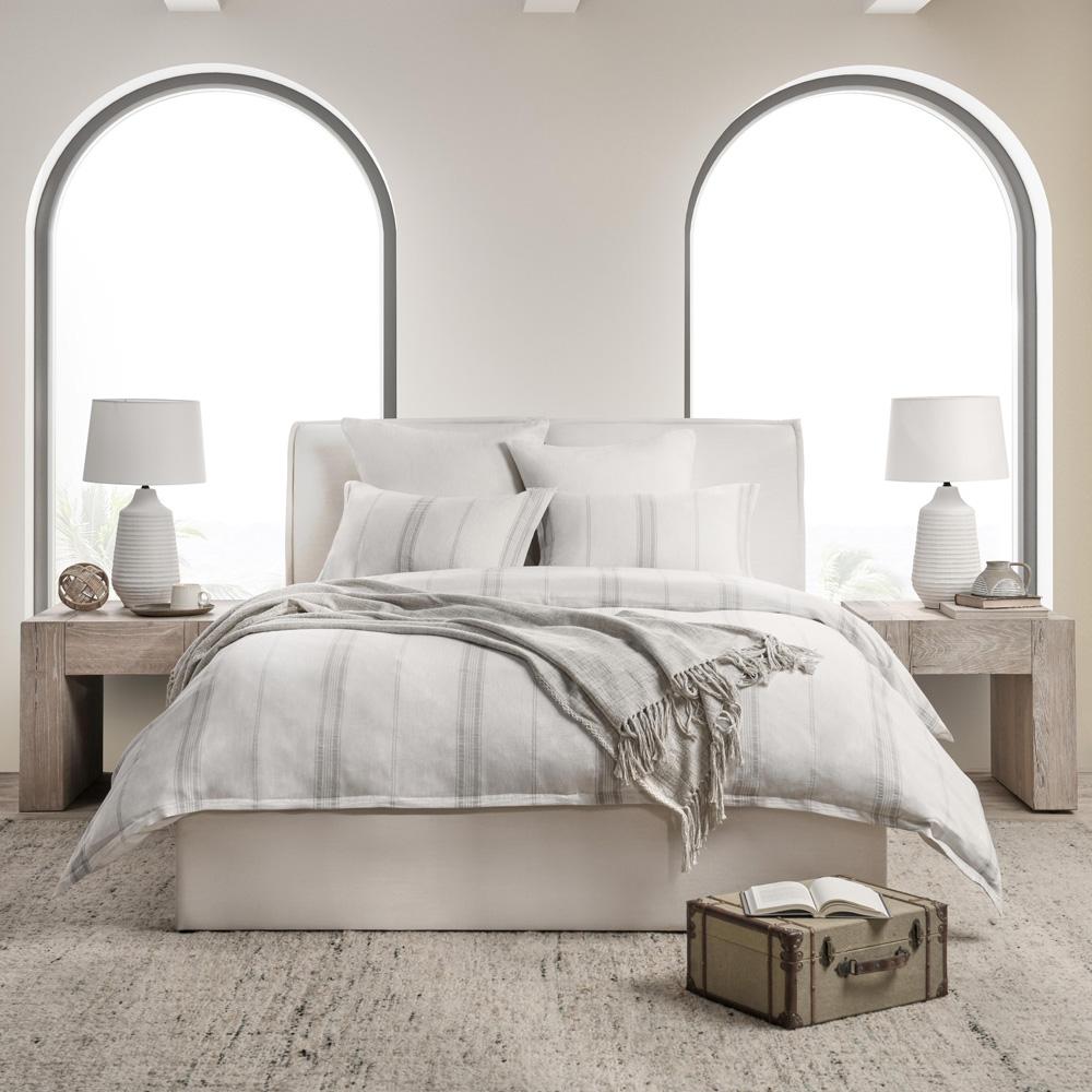 Villa by Classic Home - Jayson Linen Cashmere King Gray Stripe Duvet  - 108W - Gray Stripe - V270012 veiw 3