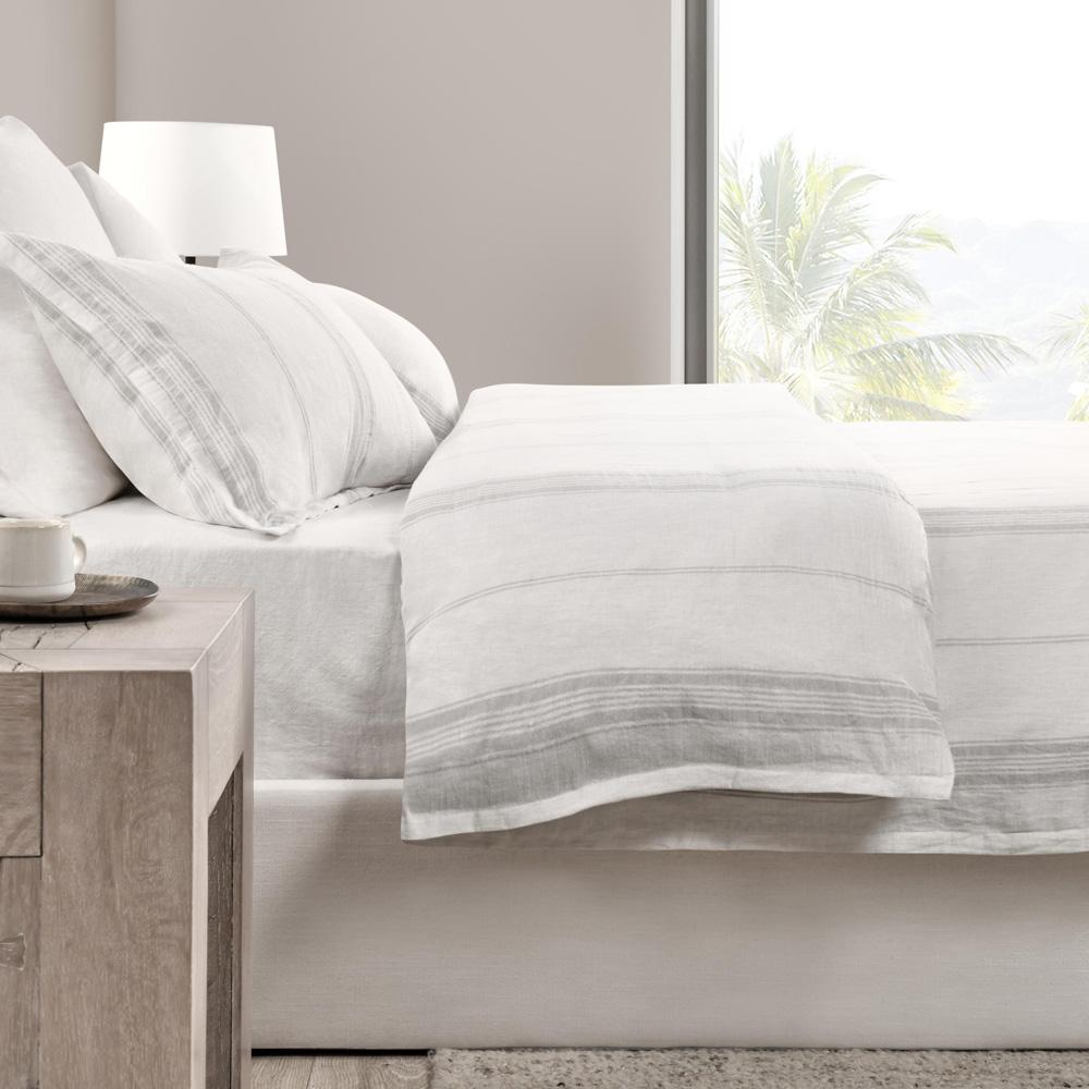 Villa by Classic Home - Jayson Linen Cashmere King Gray Stripe Duvet  - 108W - Gray Stripe - V270012 veiw 4