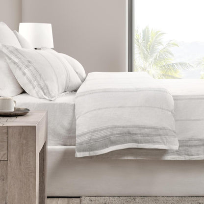 Villa by Classic Home - Jayson Linen Cashmere King Gray Stripe Duvet  - 108W - Gray Stripe - V270012 veiw 4