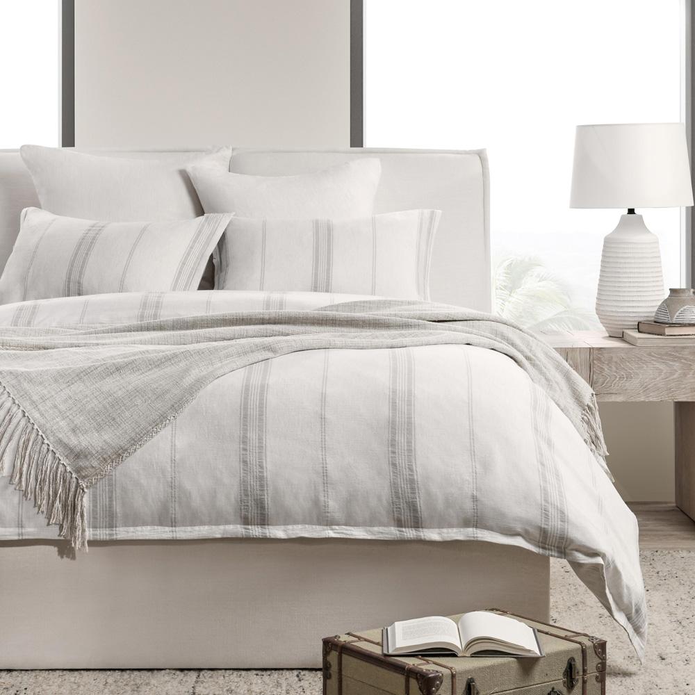 Villa by Classic Home - Jayson Linen Cashmere King Gray Stripe Duvet  - 108W - Gray Stripe - V270012 veiw 6