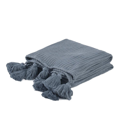 Villa by Classic Home - Kerith 100% Cotton 50inX 70in Throw Blanket Blanket In Blue  - 50W - Blue - V250033 veiw 3