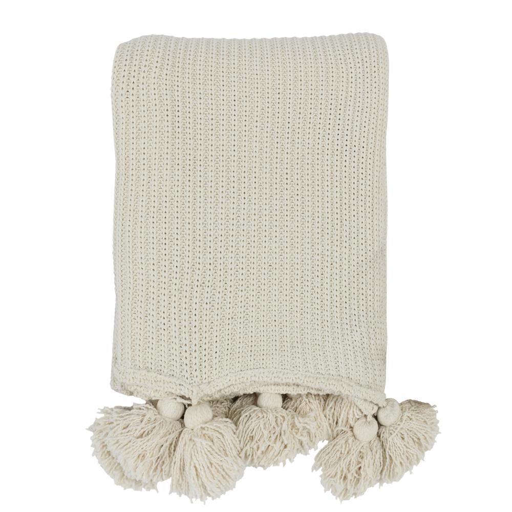 Villa by Classic Home - Kerith 100% Cotton 50inX 70in Throw Blanket Blanket In Ivory  - 50W - Ivory - V250032 veiw 1