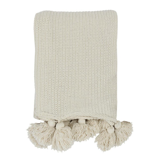 Villa by Classic Home - Kerith 100% Cotton 50inX 70in Throw Blanket Blanket In Ivory  - 50W - Ivory - V250032 veiw 1