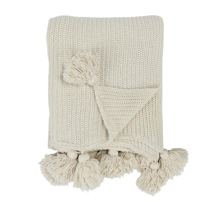 Villa by Classic Home - Kerith 100% Cotton 50inX 70in Throw Blanket Blanket In Ivory  - 50W - Ivory - V250032 veiw 2