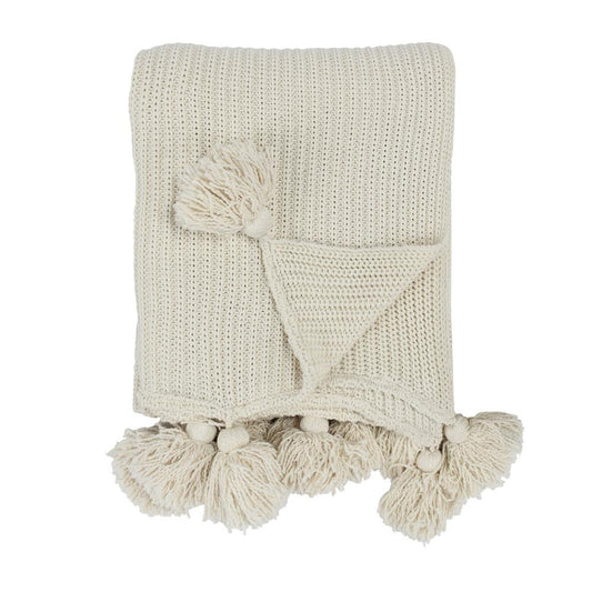 Villa by Classic Home - Kerith 100% Cotton 50inX 70in Throw Blanket Blanket In Ivory  - 50W - Ivory - V250032 veiw 2