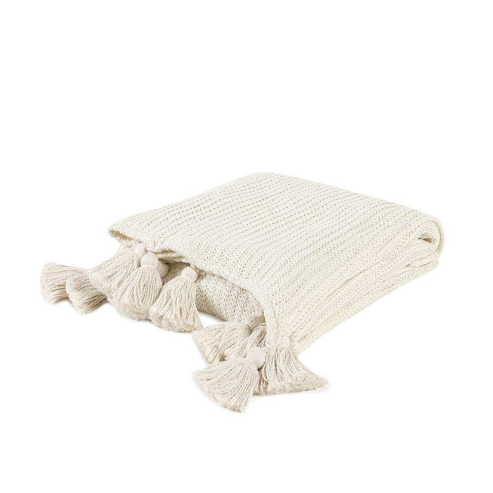 Villa by Classic Home - Kerith 100% Cotton 50inX 70in Throw Blanket Blanket In Ivory  - 50W - Ivory - V250032 veiw 3
