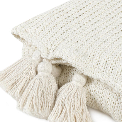 Villa by Classic Home - Kerith 100% Cotton 50inX 70in Throw Blanket Blanket In Ivory  - 50W - Ivory - V250032 veiw 4