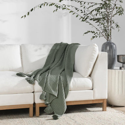 Villa by Classic Home - Kerith 100% Cotton 50inX 70in Throw Blanket Blanket In Green  - 50W - Sage Green - V250034 veiw 5