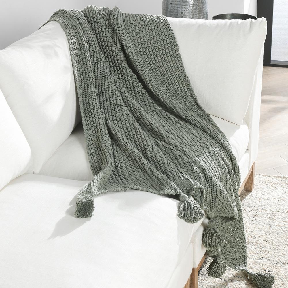 Villa by Classic Home - Kerith 100% Cotton 50inX 70in Throw Blanket Blanket In Green  - 50W - Sage Green - V250034 veiw 6