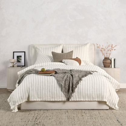 Villa by Classic Home - Kingston 100% Linen Queen Duvet , Ivory - 92W - Ivory - V011784 veiw 6