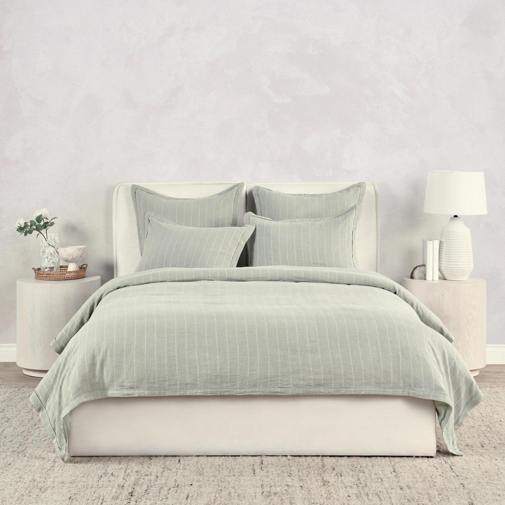 Villa by Classic Home - Kingston 100% Linen Queen Duvet , Sage Green - 92W - Sage Green  - V250125 veiw 3