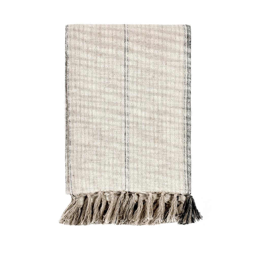 Villa by Classic Home - Lea 50inX 70in Throw Blanket Blanket In Ivory - 50W - Ivory, Black - V230064 veiw 1