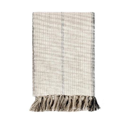 Villa by Classic Home - Lea 50inX 70in Throw Blanket Blanket In Ivory - 50W - Ivory, Black - V230064 veiw 1