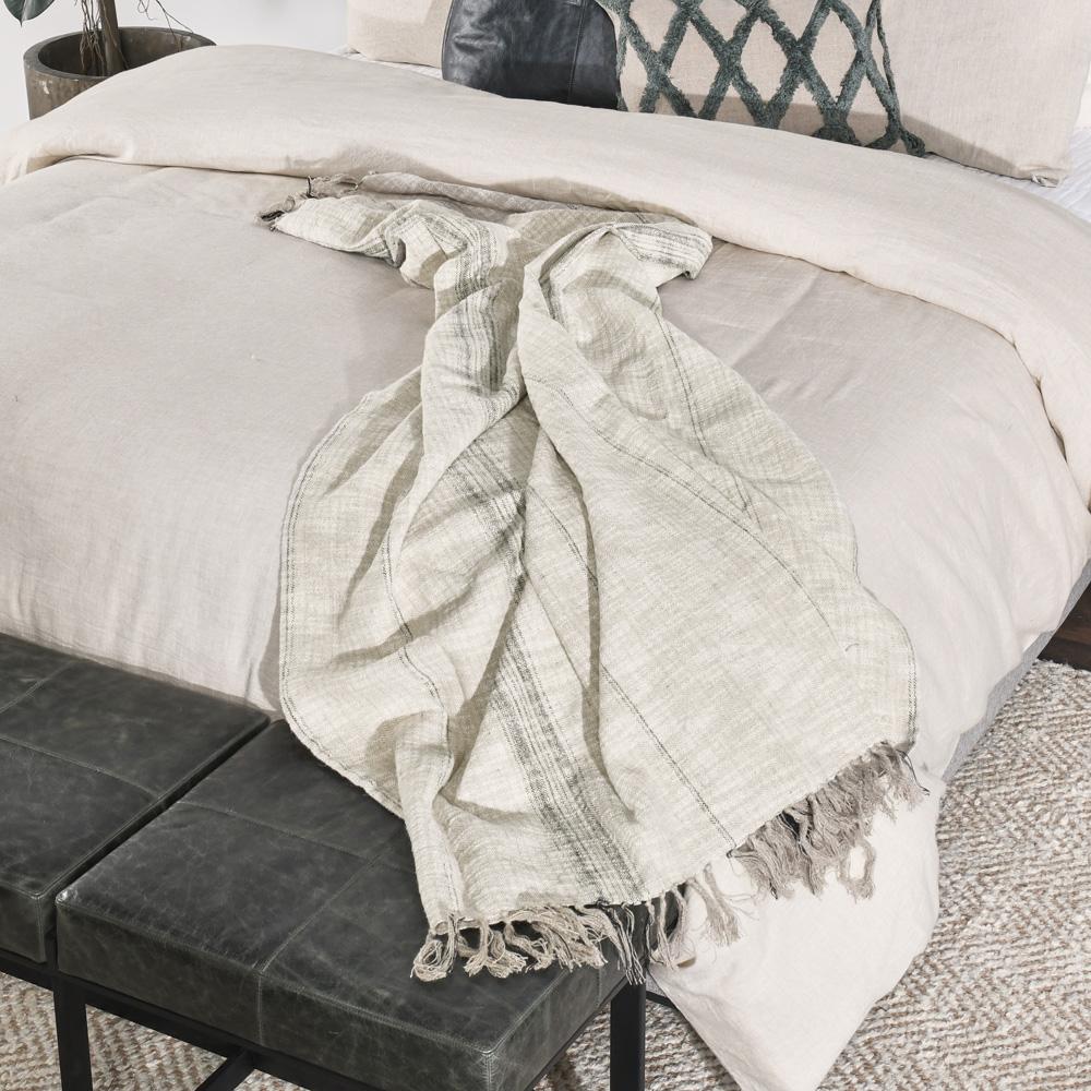 Villa by Classic Home - Lea 50inX 70in Throw Blanket Blanket In Ivory - 50W - Ivory, Black - V230064 veiw 2