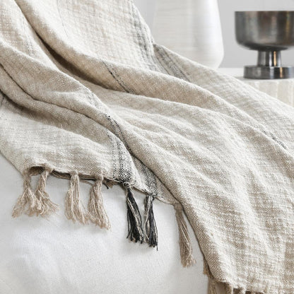 Villa by Classic Home - Lea 50inX 70in Throw Blanket Blanket In Ivory - 50W - Ivory, Black - V230064 veiw 6