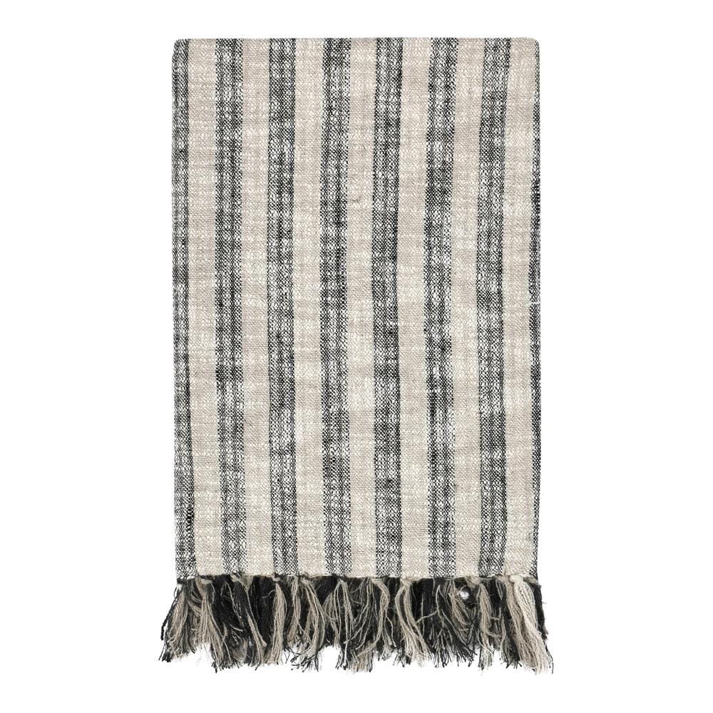 Villa by Classic Home - Linna 100% Cotton Black 50inX70in Throw Blanket Blanket - 50W - Black - V280086 veiw 1