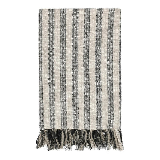 Villa by Classic Home - Linna 100% Cotton Black 50inX70in Throw Blanket Blanket - 50W - Black - V280086 veiw 1
