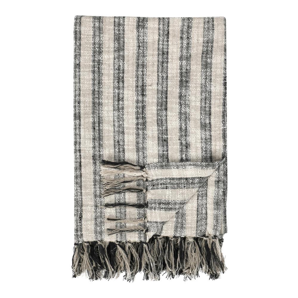 Villa by Classic Home - Linna 100% Cotton Black 50inX70in Throw Blanket Blanket - 50W - Black - V280086 veiw 2