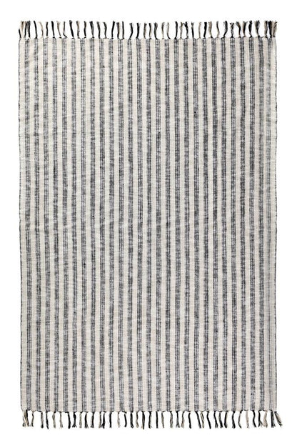 Villa by Classic Home - Linna 100% Cotton Black 50inX70in Throw Blanket Blanket - 50W - Black - V280086 veiw 3