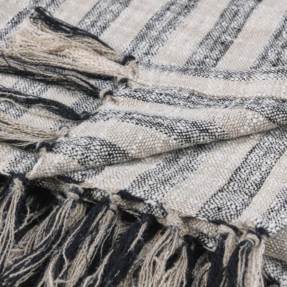 Villa by Classic Home - Linna 100% Cotton Black 50inX70in Throw Blanket Blanket - 50W - Black - V280086 veiw 4