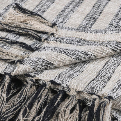 Villa by Classic Home - Linna 100% Cotton Black 50inX70in Throw Blanket Blanket - 50W - Black - V280086 veiw 4