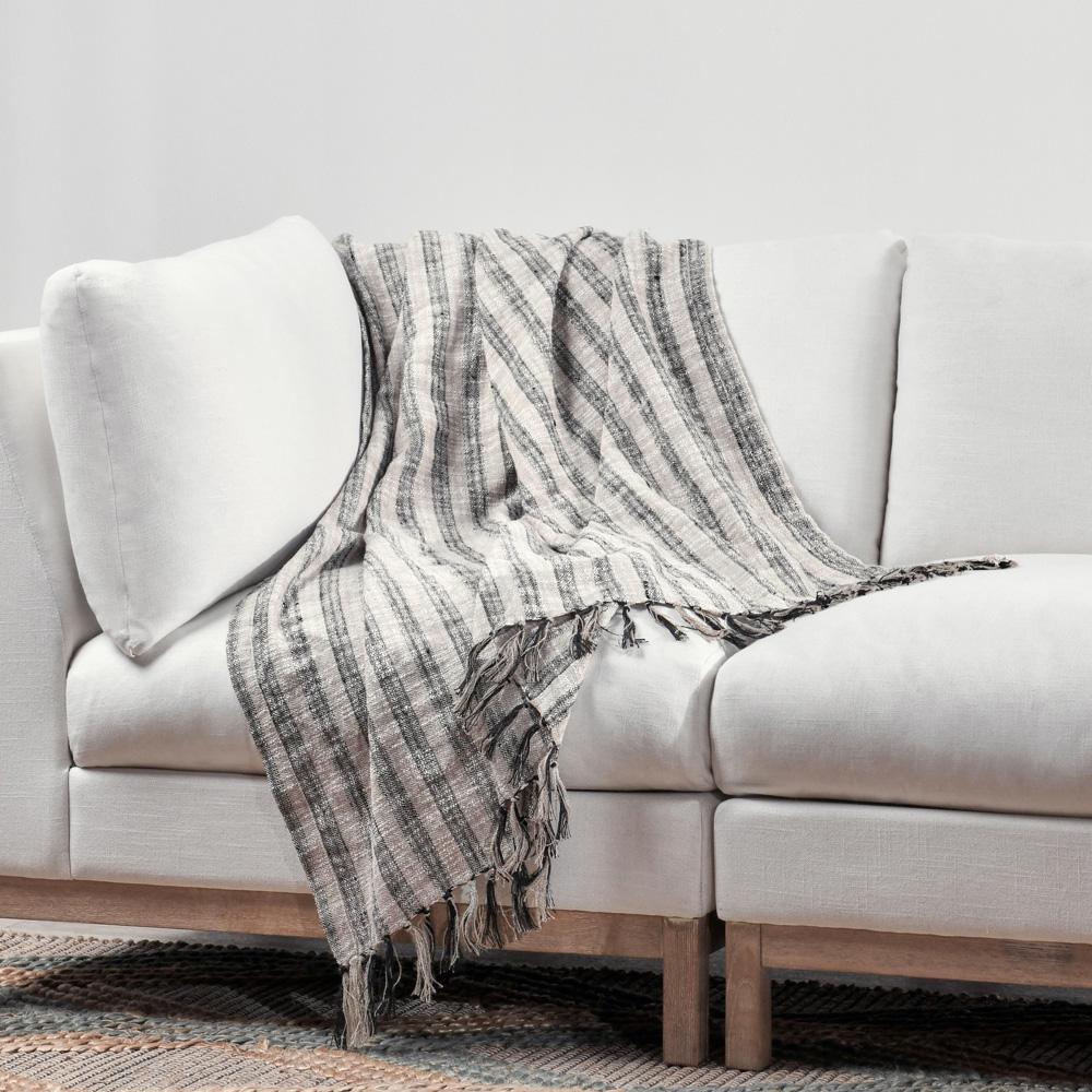 Villa by Classic Home - Linna 100% Cotton Black 50inX70in Throw Blanket Blanket - 50W - Black - V280086 veiw 5