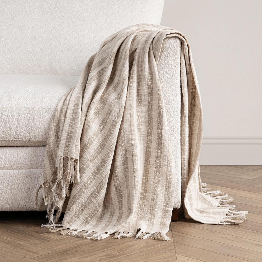 Villa by Classic Home - Linna 100% Cotton Ivory 50inX70in Throw Blanket - 50W - Ivory - V300027 veiw 5