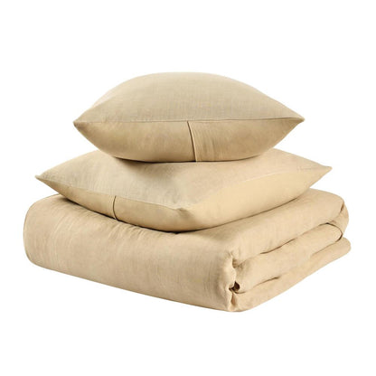 Villa by Classic Home - Paloma 3-Piece Hemp Fabric Ochre Amber King Duvet Set - 108W - Amber - BEDD352K veiw 1