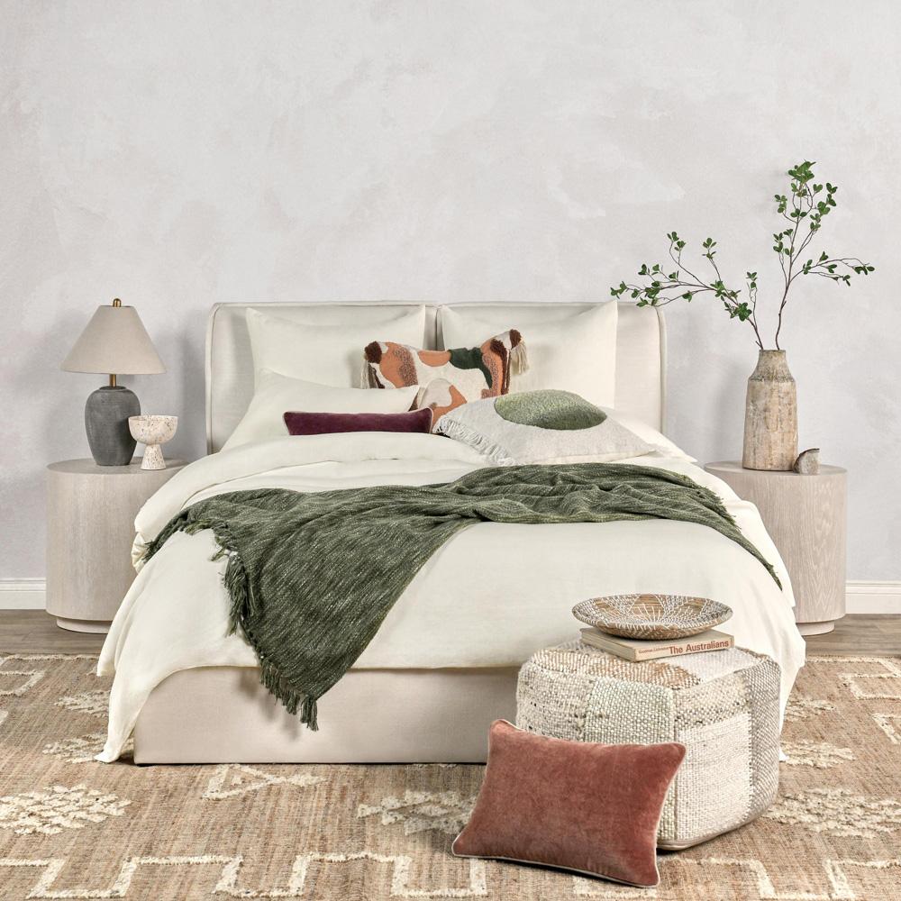 Villa by Classic Home - Paloma 3-Piece Hemp Fabric Ivory King Duvet Set - 108W - Ivory - BEDD353K veiw 2