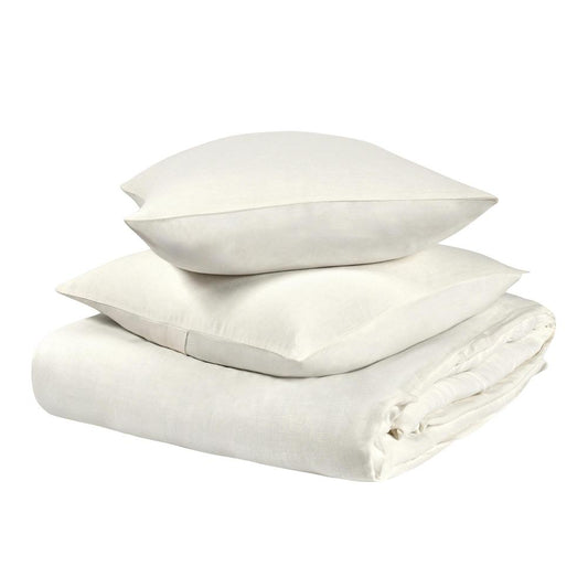 Villa by Classic Home - Paloma 3-Piece Hemp Fabric Ivory Queen Duvet Set - 90W - Ivory - BEDD353Q veiw 1