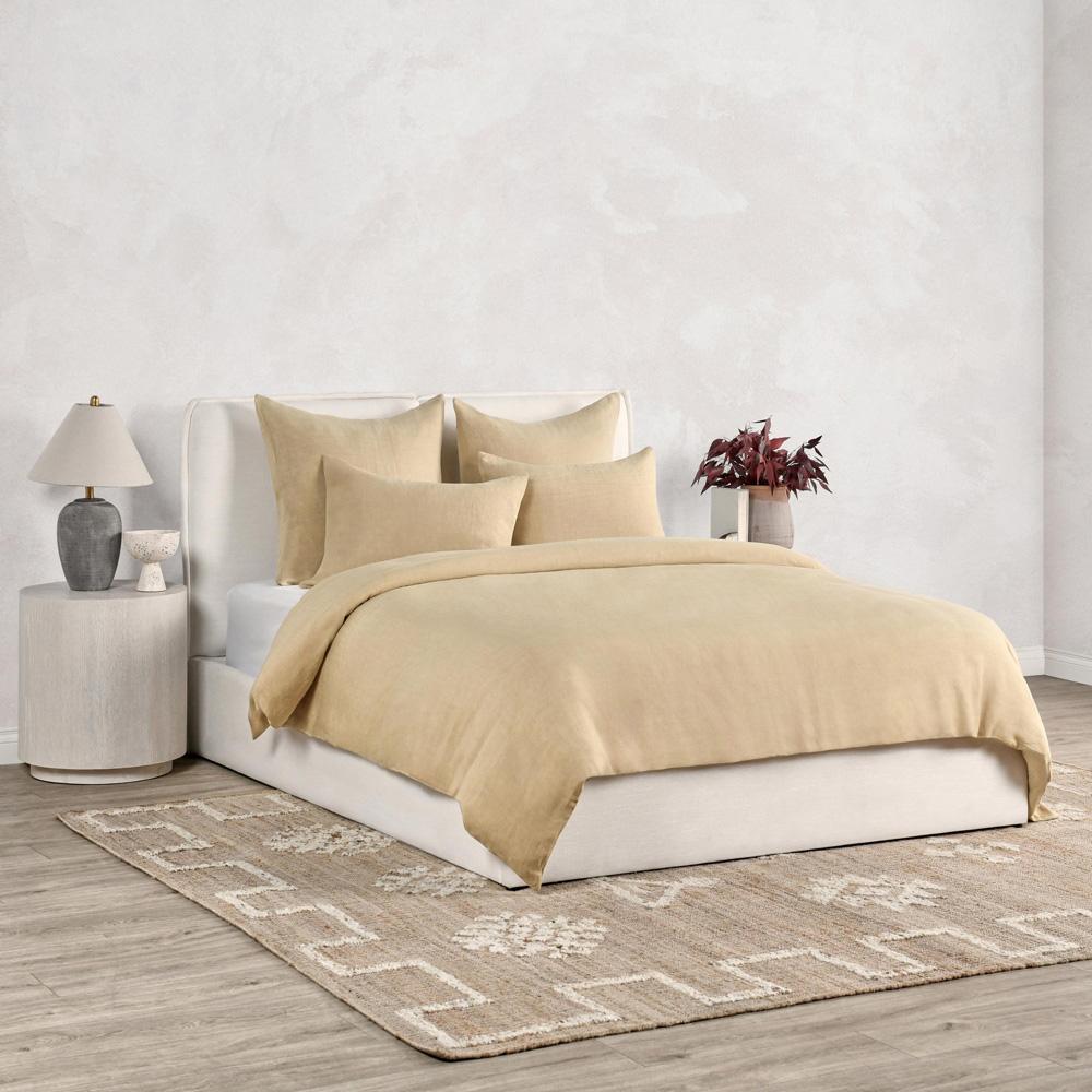 Villa by Classic Home - Paloma Hemp Fabric Ochre Amber Queen Duvet Set - 90W - Amber - V290198 veiw 2