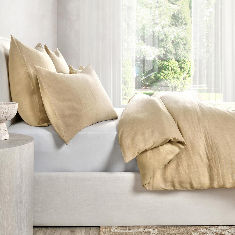 Villa by Classic Home - Paloma Hemp Fabric Ochre Amber Queen Duvet Set - 90W - Amber - V290198 veiw 4