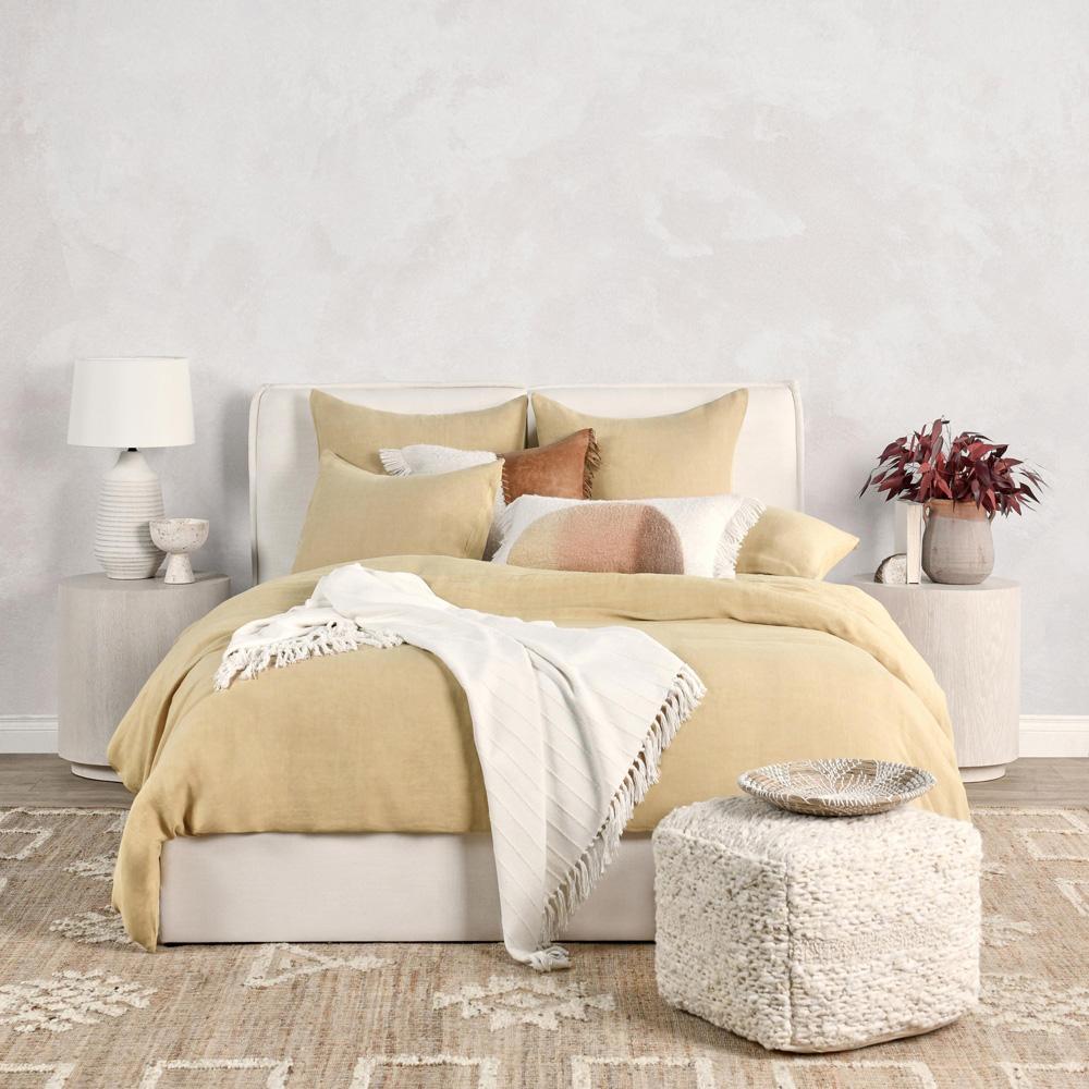 Villa by Classic Home - Paloma Hemp Fabric Ochre Amber Queen Duvet Set - 90W - Amber - V290198 veiw 6
