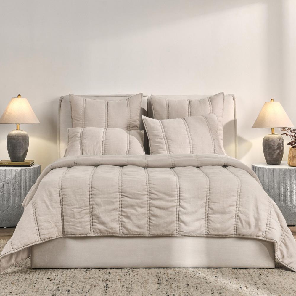 Villa by Classic Home - Rowen Sustainable Fabric Beige Queen Quilt - 92W - Beige - V290151 veiw 3