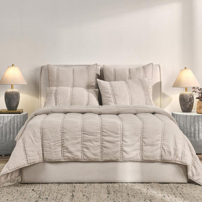 Villa by Classic Home - Rowen Sustainable Fabric Beige Queen Quilt - 92W - Beige - V290151 veiw 3