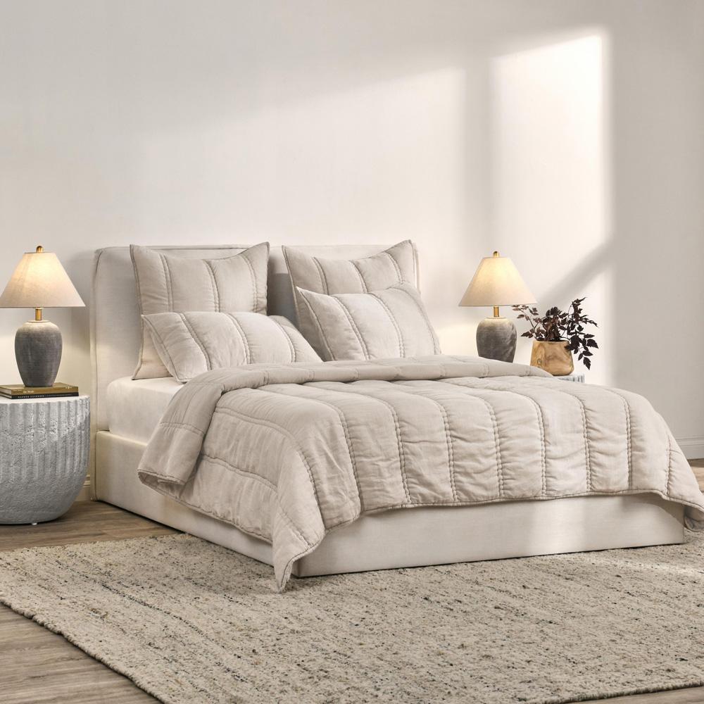 Villa by Classic Home - Rowen Sustainable Fabric Beige King Quilt - 108W - Beige - V290150 veiw 2