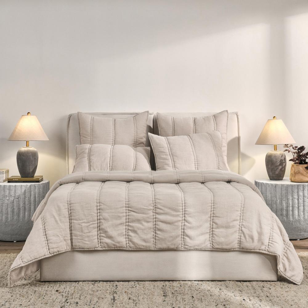 Villa by Classic Home - Rowen Sustainable Fabric Beige King Quilt - 108W - Beige - V290150 veiw 3