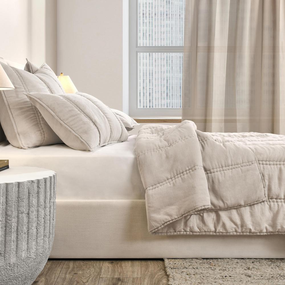 Villa by Classic Home - Rowen Sustainable Fabric Beige King Quilt - 108W - Beige - V290150 veiw 4